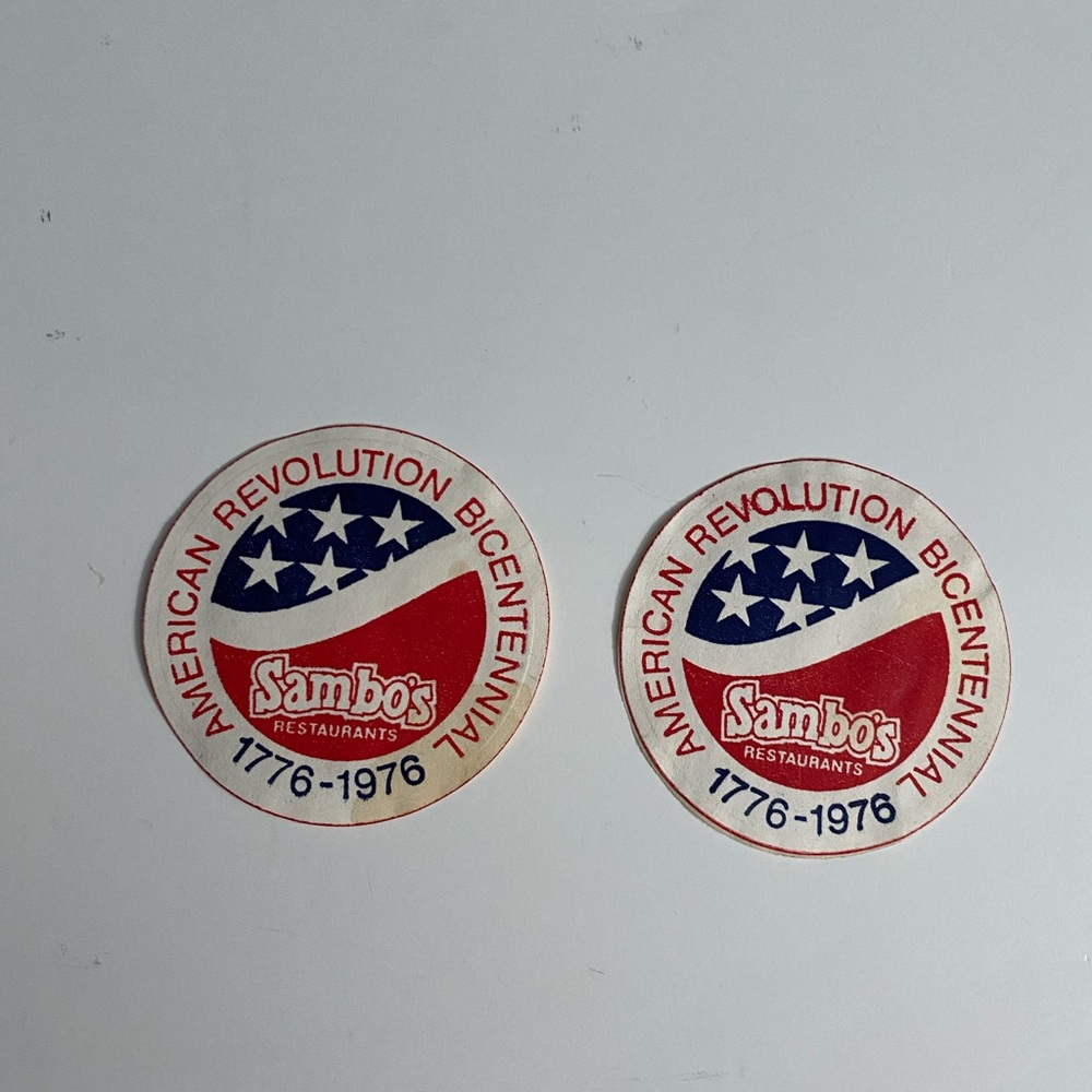1976 Vintage "Sambo's Restaurants" Table 2 Coasters : American Bicentennial